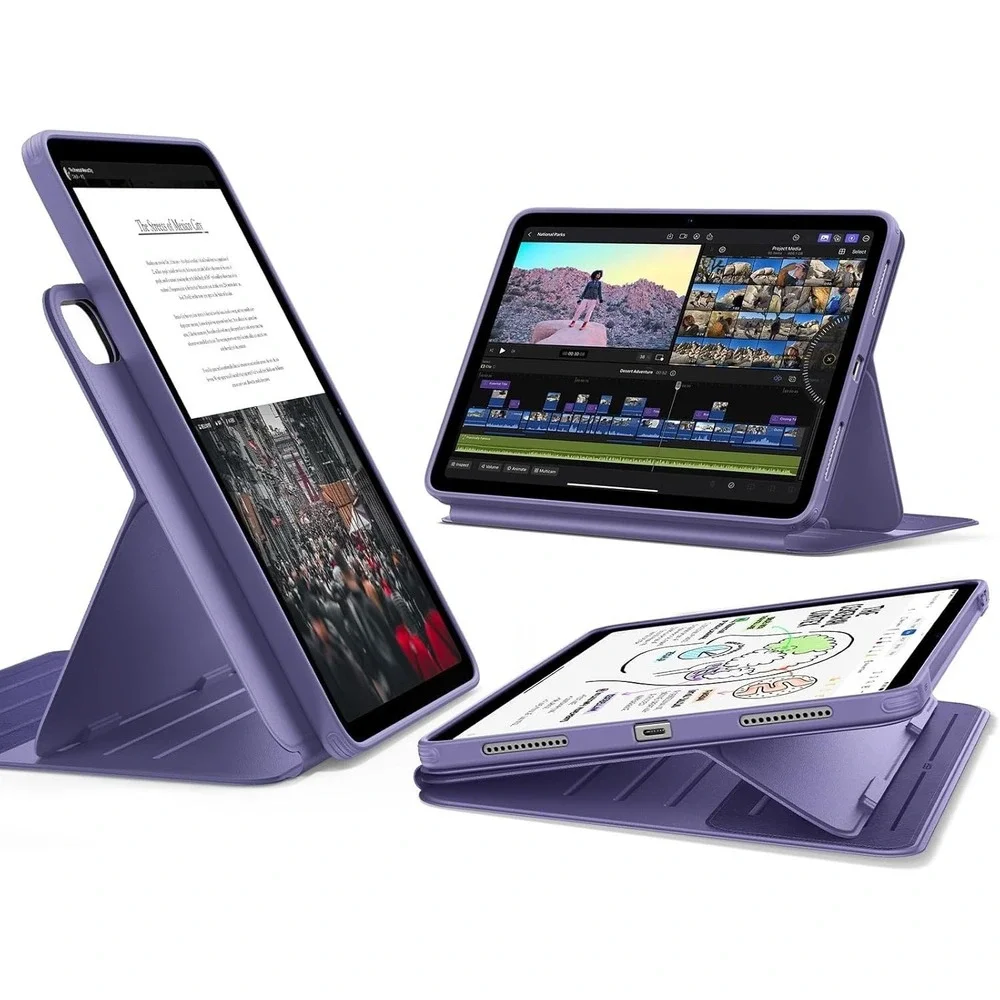 ESR iPad Air 11 10.9 Case Magnetic Removable Cover Stand 9 Angles Purple
